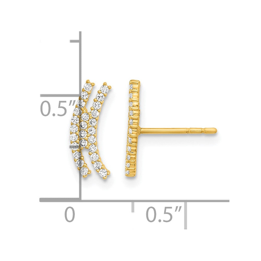 FJC Finejewelers 14 kt Yellow Gold Dangle Polished Curved Bar CZ Post Earrings 12 x 5 mm