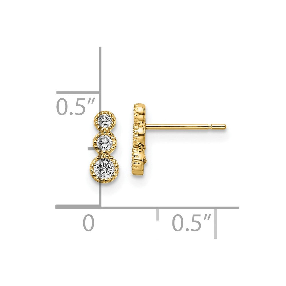 FJC Finejewelers 14 kt Yellow Gold Dangle CZ Post Earrings 8 x 3 mm