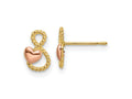FJC Finejewelers 14 kt Two Tone Gold Button Heart Post Earrings 9 x 6 mm
