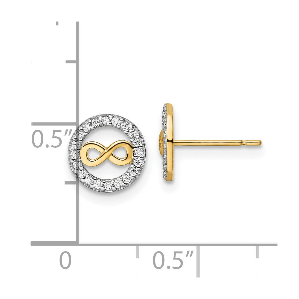FJC Finejewelers 14 kt Yellow Gold Button CZ Infinity Symbol Post Earrings 8 x 8 mm