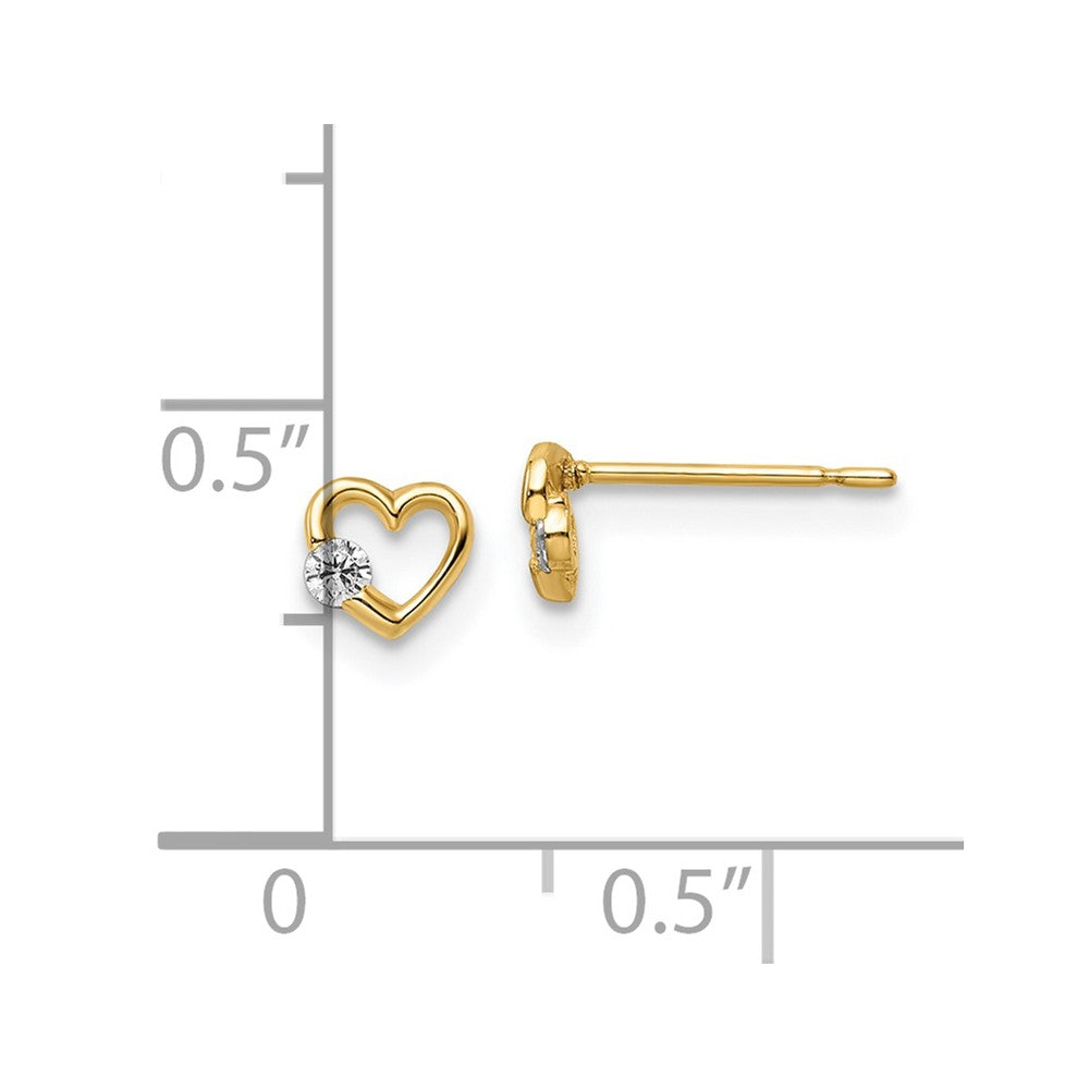 FJC Finejewelers 14 kt Yellow Gold Button CZ Heart Post Earrings 4 x 5 mm
