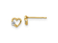 FJC Finejewelers 14 kt Yellow Gold Button CZ Heart Post Earrings 4 x 5 mm