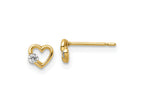 FJC Finejewelers 14 kt Yellow Gold Button CZ Heart Post Earrings 4 x 5 mm