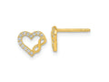 FJC Finejewelers 14 kt Yellow Gold Button Cut Out Heart and Infinity Sign CZ Post Earrings 7 x 8 mm