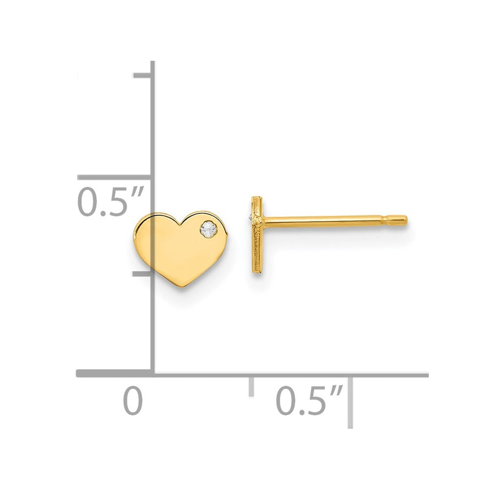 FJC Finejewelers 14 kt Yellow Gold Button Polished CZ Heart Post Earrings 5 x 6 mm