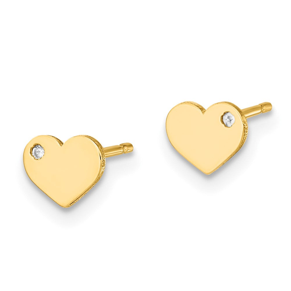 FJC Finejewelers 14 kt Yellow Gold Button Polished CZ Heart Post Earrings 5 x 6 mm