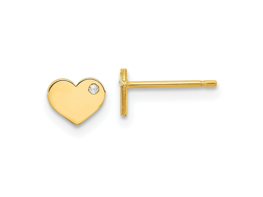 FJC Finejewelers 14 kt Yellow Gold Button Polished CZ Heart Post Earrings 5 x 6 mm