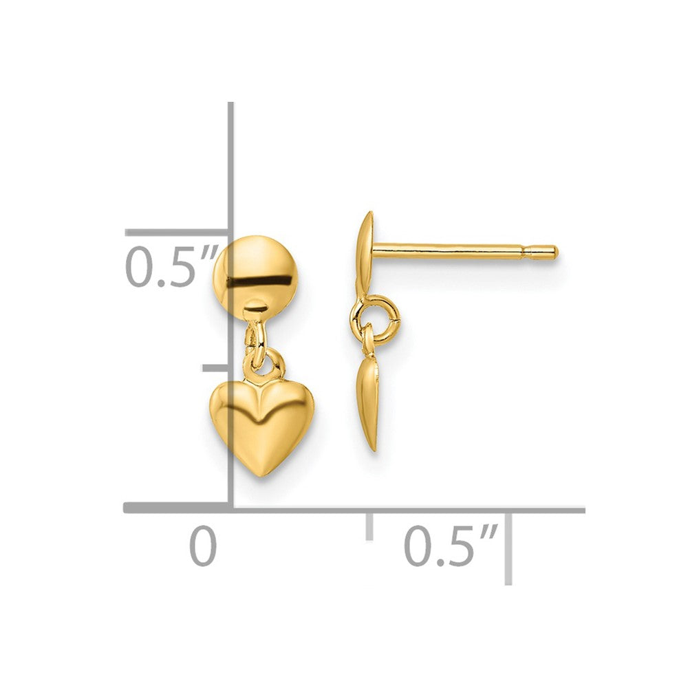 FJC Finejewelers 14 kt Yellow Gold Polished Heart Post Dangle Earrings 12 x 4 mm