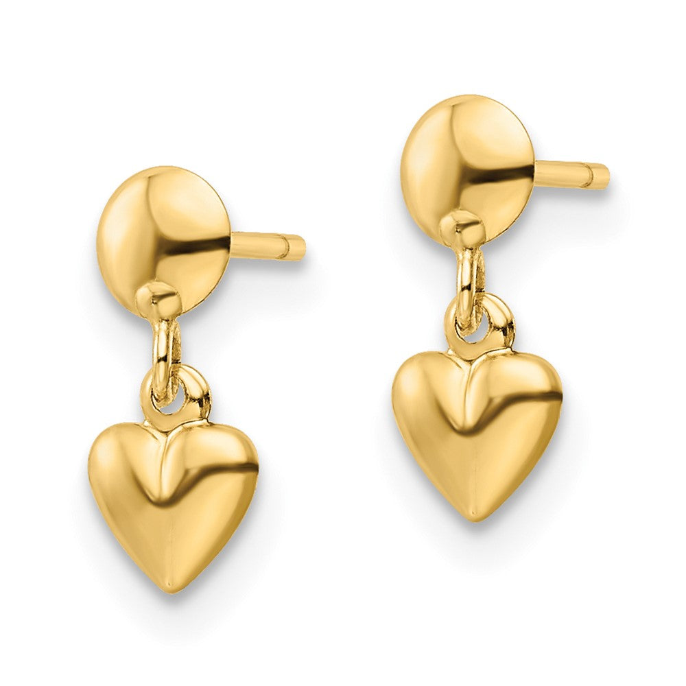 FJC Finejewelers 14 kt Yellow Gold Polished Heart Post Dangle Earrings 12 x 4 mm
