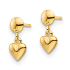 FJC Finejewelers 14 kt Yellow Gold Polished Heart Post Dangle Earrings 12 x 4 mm