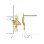 FJC Finejewelers 14 kt Yellow Gold CZ Saturn and Stars Dangle Post Earrings 12 x 7 mm