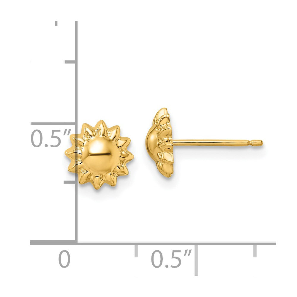 FJC Finejewelers 14 kt Yellow Gold Button Polished Sun Post Earrings 7 x 7 mm