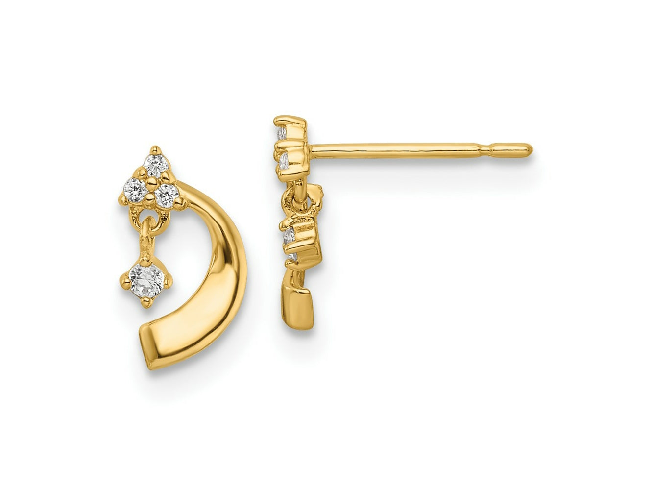 FJC Finejewelers 14 kt Yellow Gold Dangle CZ Post Earrings 9 x 5 mm
