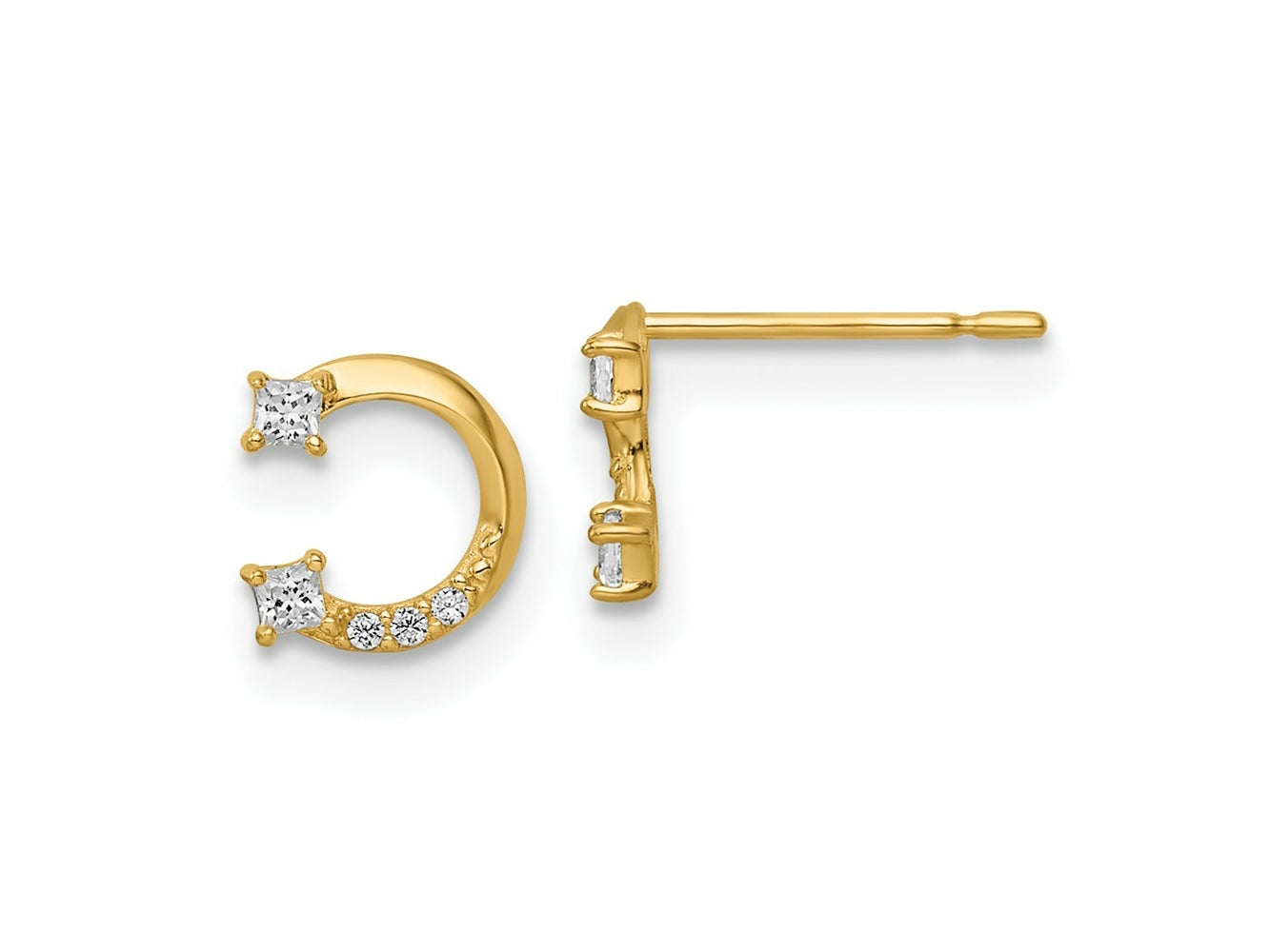 FJC Finejewelers 14 kt Yellow Gold Button CZ Horseshoe Post Earrings 6 x 7 mm