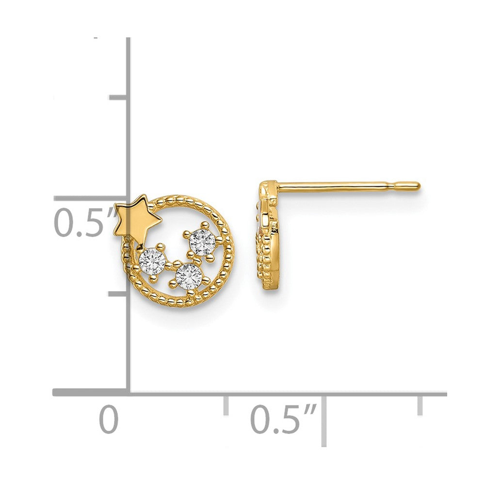 FJC Finejewelers 14 kt Yellow Gold Button CZ Stars Post Earrings 7 x 8 mm