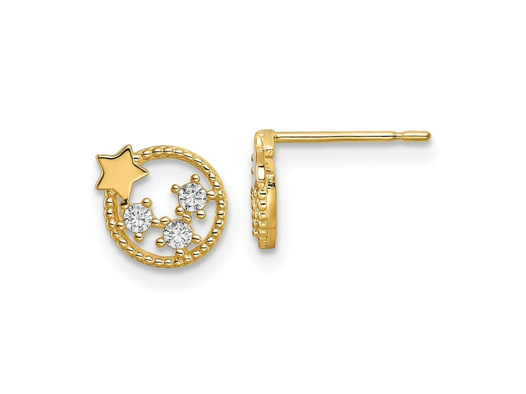 FJC Finejewelers 14 kt Yellow Gold Button CZ Stars Post Earrings 7 x 8 mm