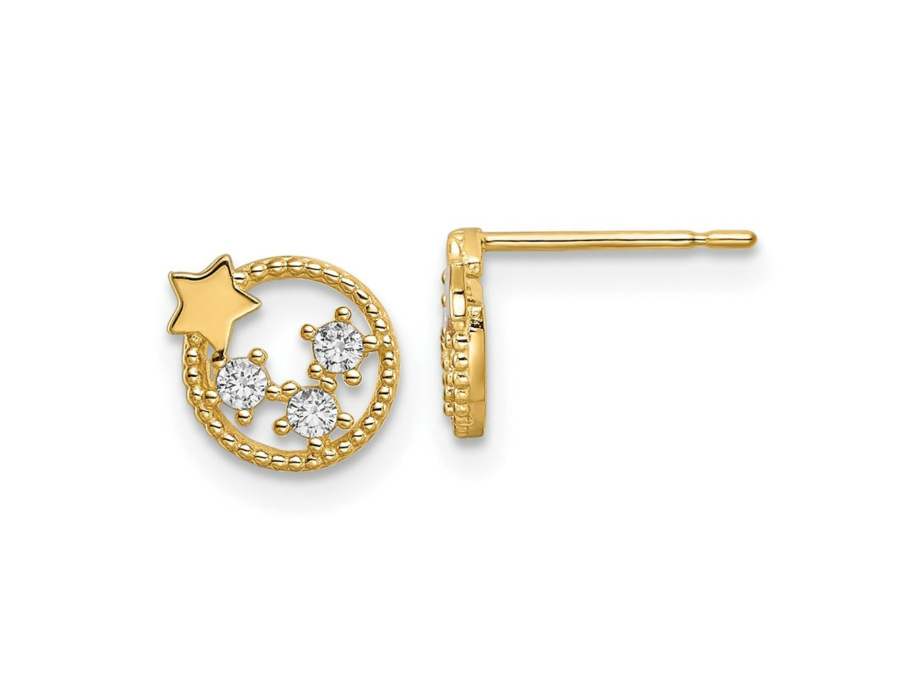 FJC Finejewelers 14 kt Yellow Gold Button CZ Stars Post Earrings 7 x 8 mm