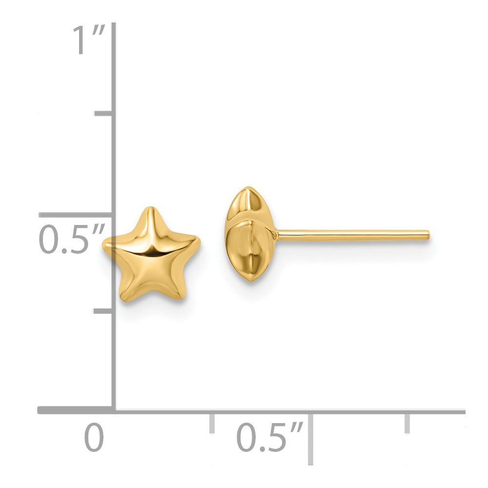 FJC Finejewelers 14 kt Yellow Gold Button Polished Small Puffed Star Post Earrings 6 x 6 mm
