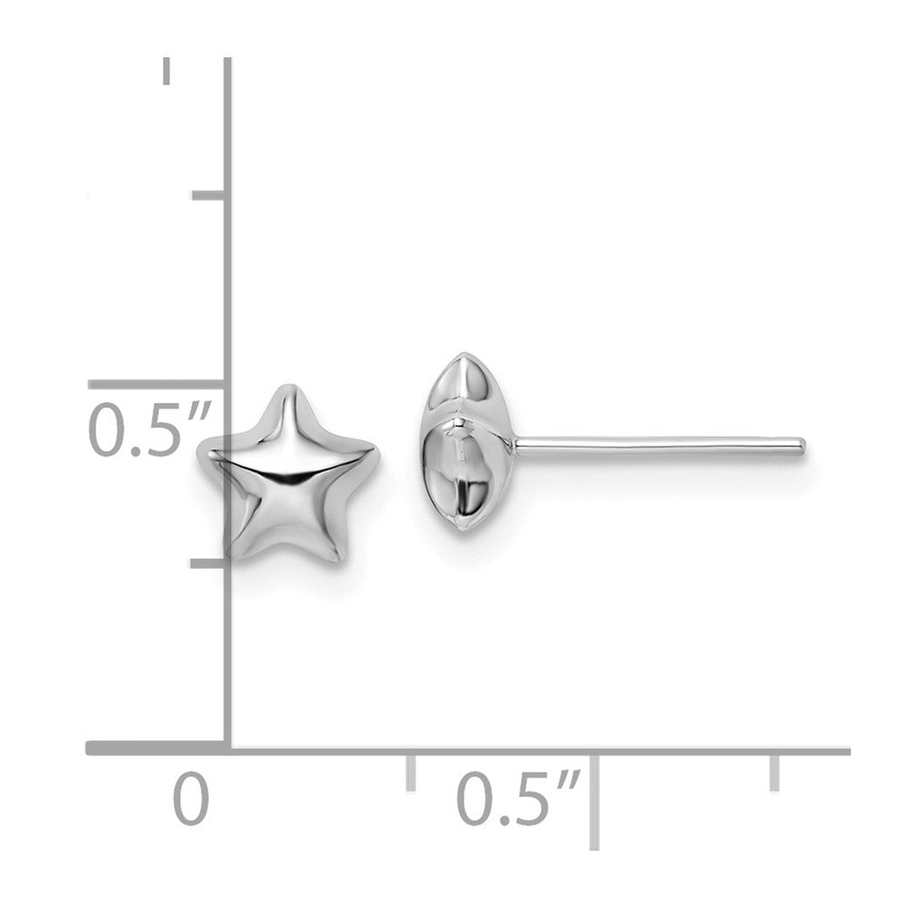 FJC Finejewelers 14 kt White Gold Button White Polished Small Puffed Star Post Earrings 6 x 6 mm