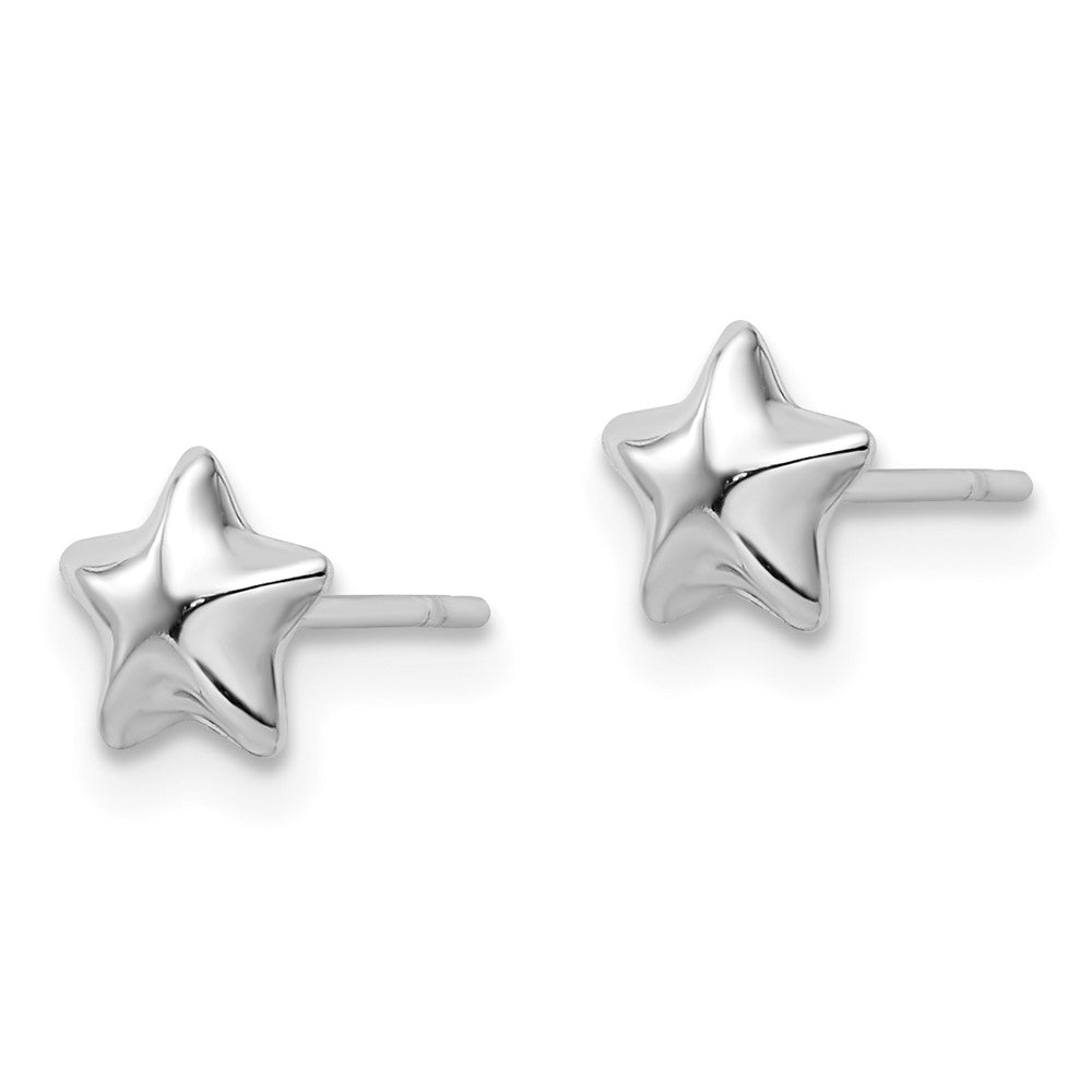 FJC Finejewelers 14 kt White Gold Button White Polished Small Puffed Star Post Earrings 6 x 6 mm