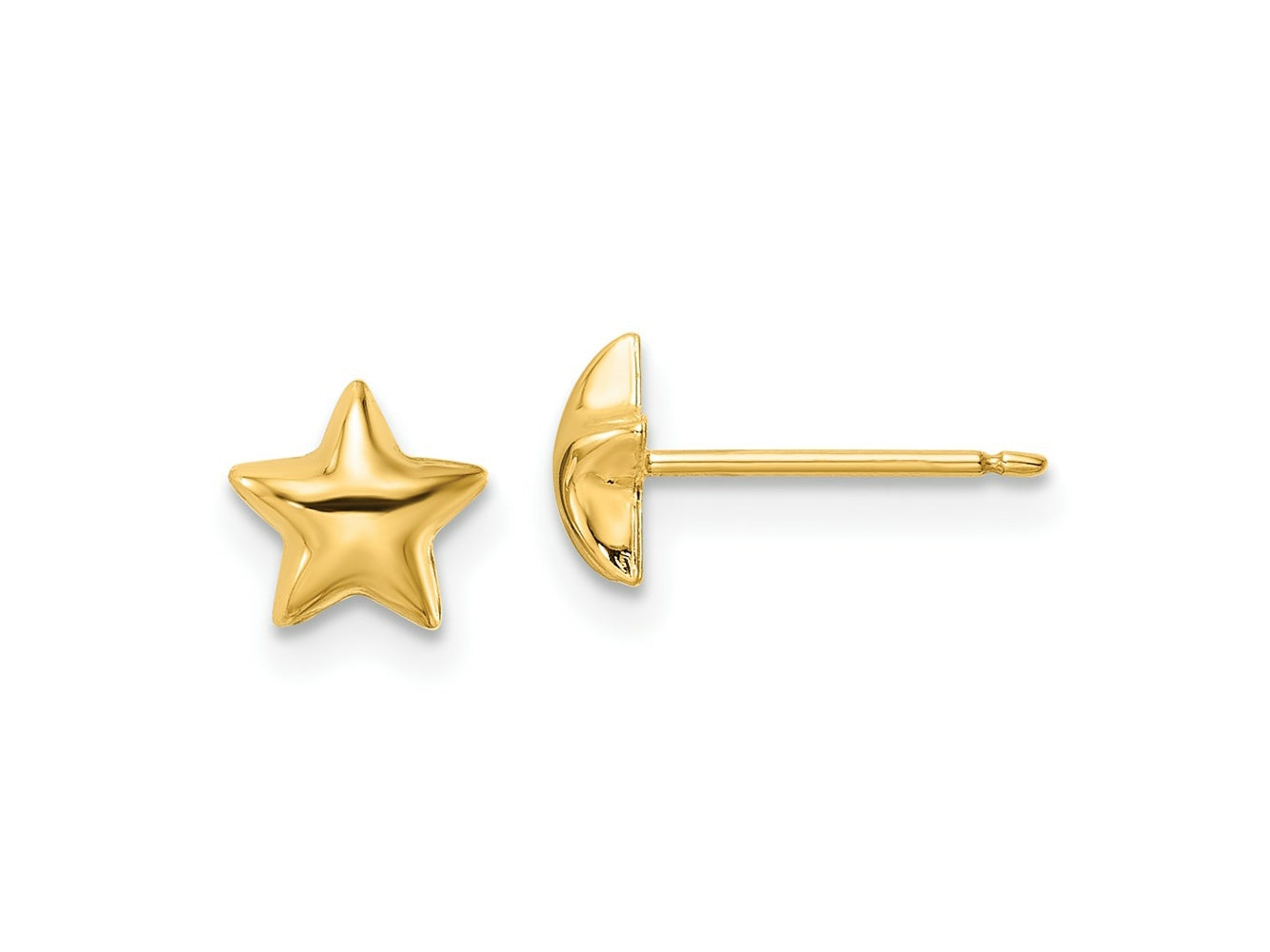 FJC Finejewelers 14 kt Yellow Gold Button Polished Star Post Earrings 6 x 6 mm