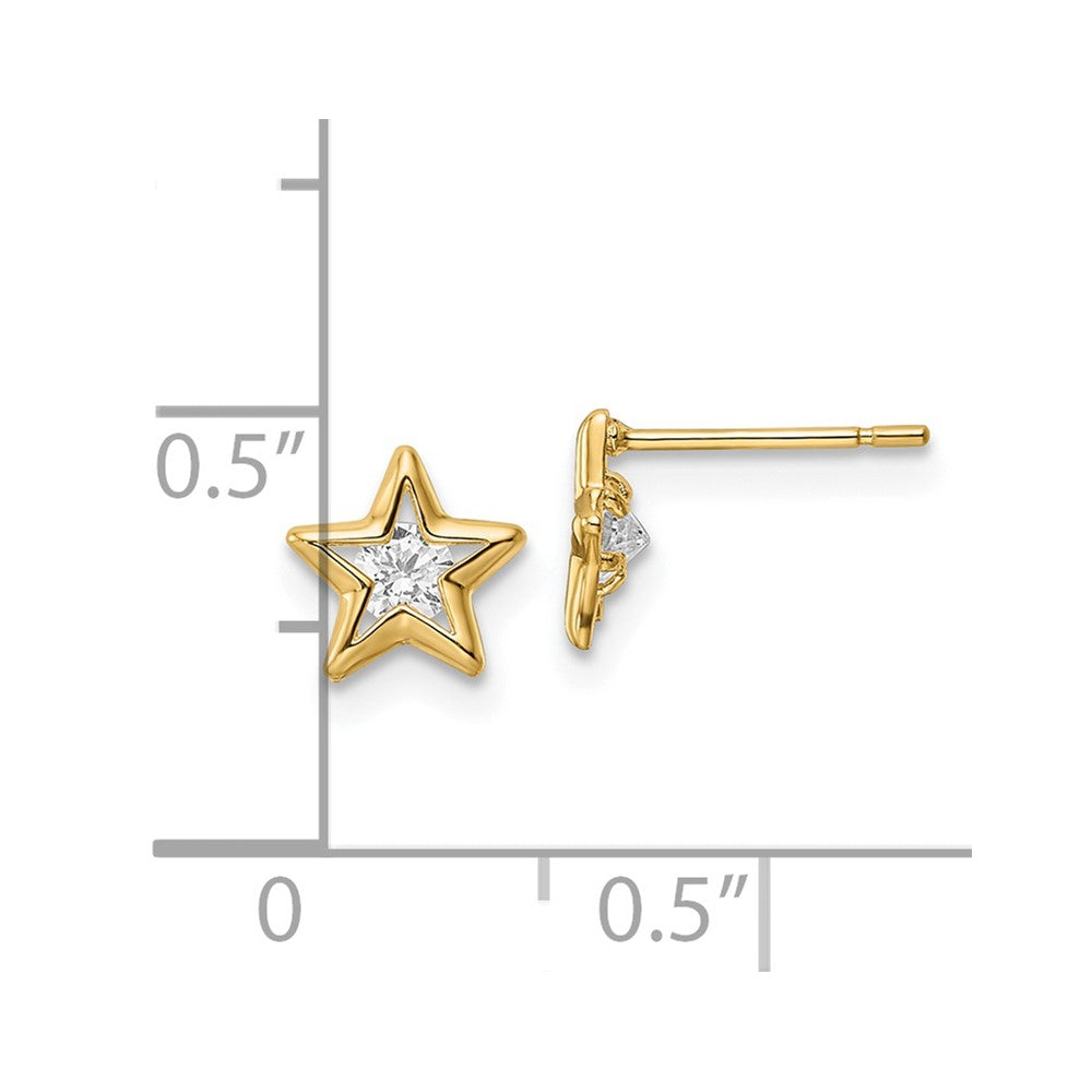 FJC Finejewelers 14 kt Yellow Gold Button CZ Star Post Earrings 6 x 7 mm