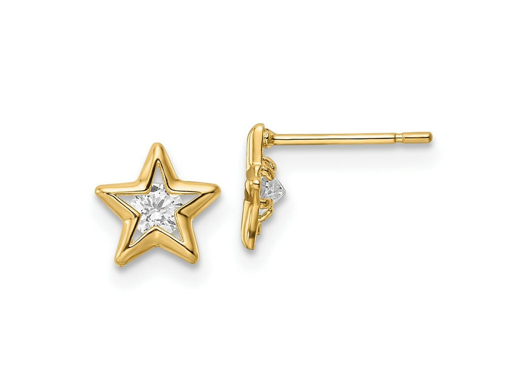 FJC Finejewelers 14 kt Yellow Gold Button CZ Star Post Earrings 6 x 7 mm