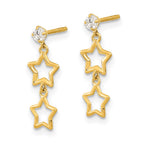 FJC Finejewelers 14 kt Yellow Gold Polished Dangle Star with CZ Post Earrings 17 x 6 mm