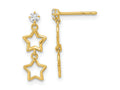 FJC Finejewelers 14 kt Yellow Gold Polished Dangle Star with CZ Post Earrings 17 x 6 mm