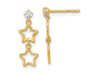 FJC Finejewelers 14 kt Yellow Gold Polished Dangle Star with CZ Post Earrings 17 x 6 mm