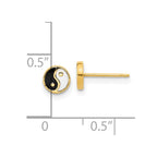 FJC Finejewelers 14 kt Yellow Gold Button Black/White Enamel Yin and Yang Post Earrings 5 mm x 5 mm