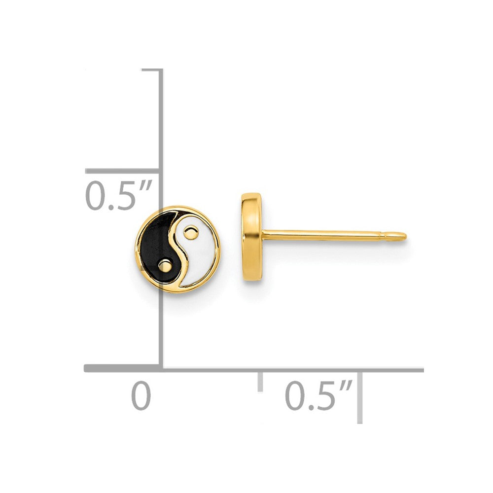 FJC Finejewelers 14 kt Yellow Gold Button Black/White Enamel Yin and Yang Post Earrings 5 mm x 5 mm
