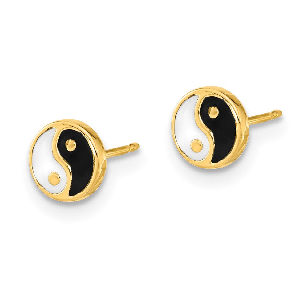 FJC Finejewelers 14 kt Yellow Gold Button Black/White Enamel Yin and Yang Post Earrings 5 mm x 5 mm