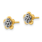 FJC Finejewelers 14 kt Two Tone Gold Button Flower Post Earrings 7 x 7 mm
