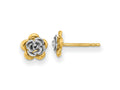 FJC Finejewelers 14 kt Two Tone Gold Button Flower Post Earrings 7 x 7 mm