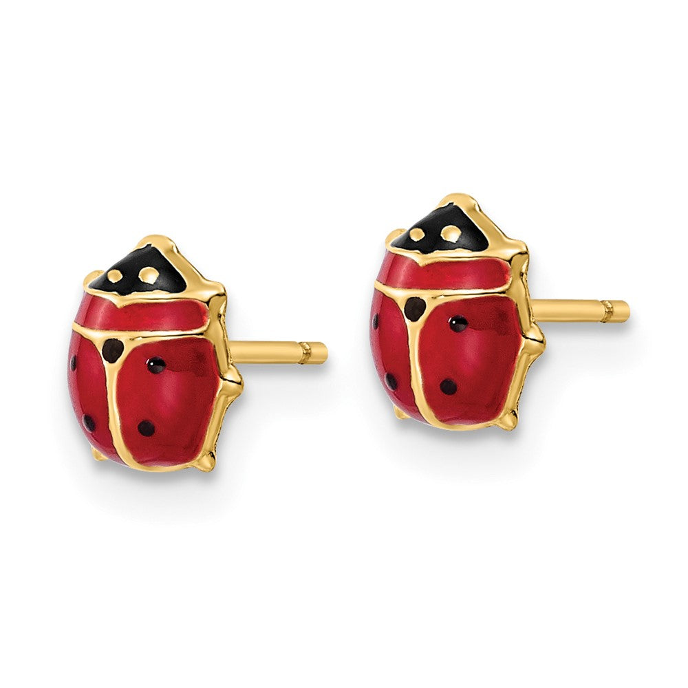 FJC Finejewelers 14 kt Yellow Gold Button Polished Enameled Medium Ladybug Post Earrings 6 x 6 mm