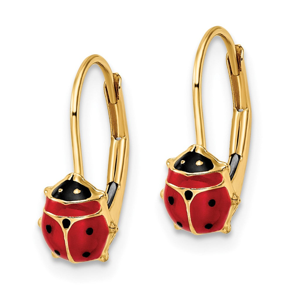 FJC Finejewelers 14 kt Yellow Gold Dangle Polished Enameled Ladybug Leverback Earrings 14 x 12 mm
