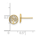 FJC Finejewelers 14 kt Yellow Gold Button CZ Tree of Life Post Earrings 7 x 7 mm