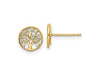 FJC Finejewelers 14 kt Yellow Gold Button CZ Tree of Life Post Earrings 7 x 7 mm