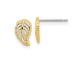 FJC Finejewelers 14 kt Two Tone Gold Button Two Tone Leaf Post Earrings 8 x 5 mm