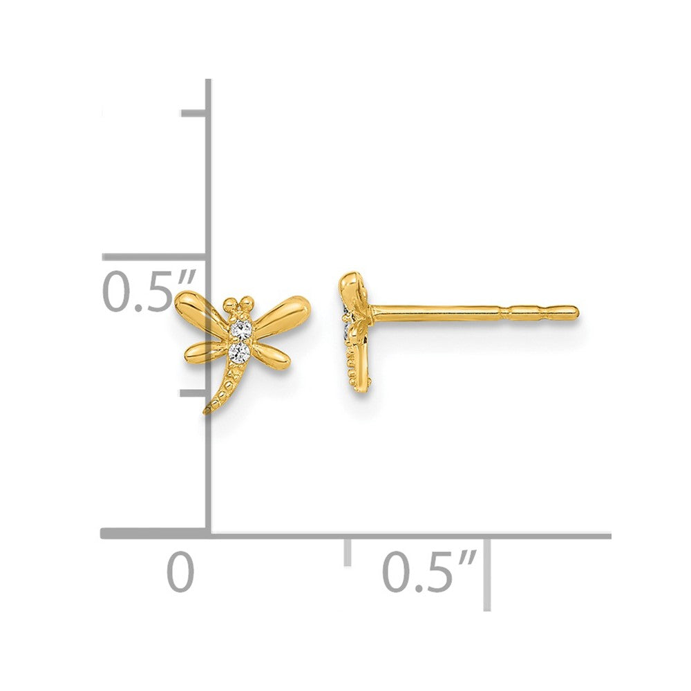 FJC Finejewelers 14 kt Yellow Gold Button Polished Dragonfly with CZ Post Earrings 5 x 6 mm