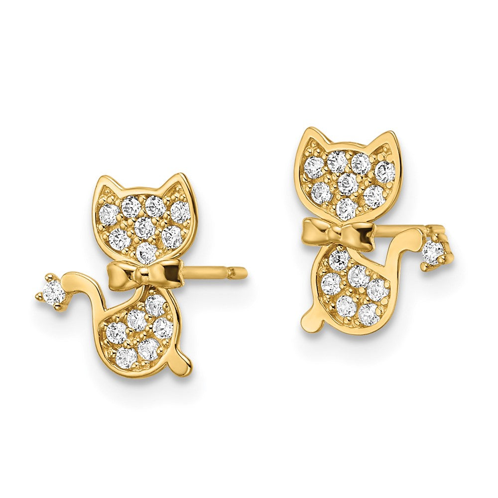 FJC Finejewelers 14 kt Yellow Gold Button CZ Cat Post Earrings 10 x 9 mm