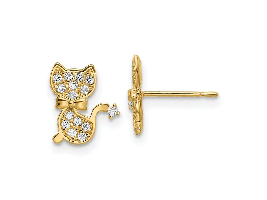 FJC Finejewelers 14 kt Yellow Gold Button CZ Cat Post Earrings 10 x 9 mm