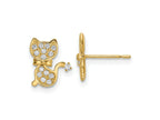 FJC Finejewelers 14 kt Yellow Gold Button CZ Cat Post Earrings 10 x 9 mm