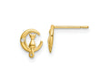 FJC Finejewelers 14 kt Yellow Gold Button CZ Cat on the Moon Post Earrings 7 x 5 mm