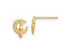 FJC Finejewelers 14 kt Yellow Gold Button CZ Cat on the Moon Post Earrings 7 x 5 mm