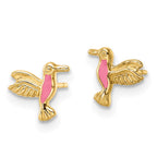 FJC Finejewelers 14 kt Yellow Gold Button Pink Enamel Hummingbird Post Earrings 7 x 8 mm