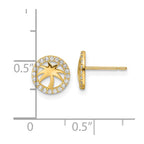 FJC Finejewelers 14 kt Yellow Gold Button CZ Palm Tree Post Earrings 8 x 8 mm