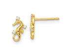FJC Finejewelers 14 kt Yellow Gold Button Polished CZ Seahorse Post Earrings 9 mm x 5 mm