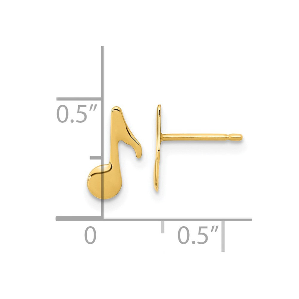FJC Finejewelers 14 kt Yellow Gold Button Polished Music Note Post Earrings 10 x 5 mm